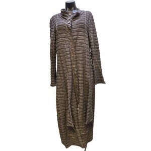 Luukaa Button-Up Long Cardigan Duster Brown Size 14
